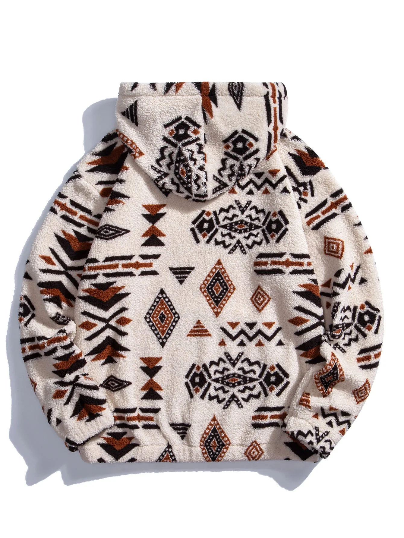 Aztec Print Teddy Hoodie - FASHION