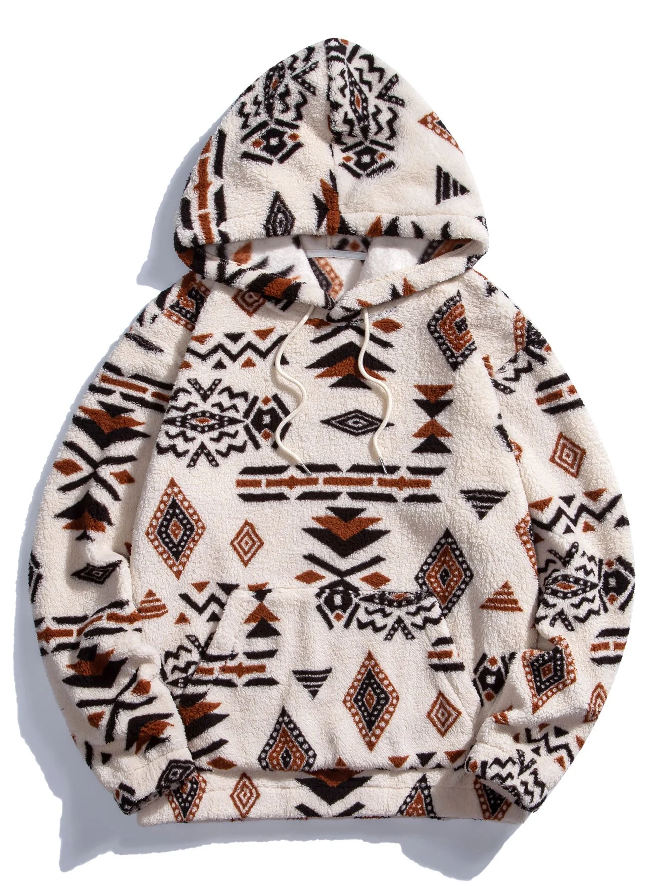 Aztec Print Teddy Hoodie - FASHION