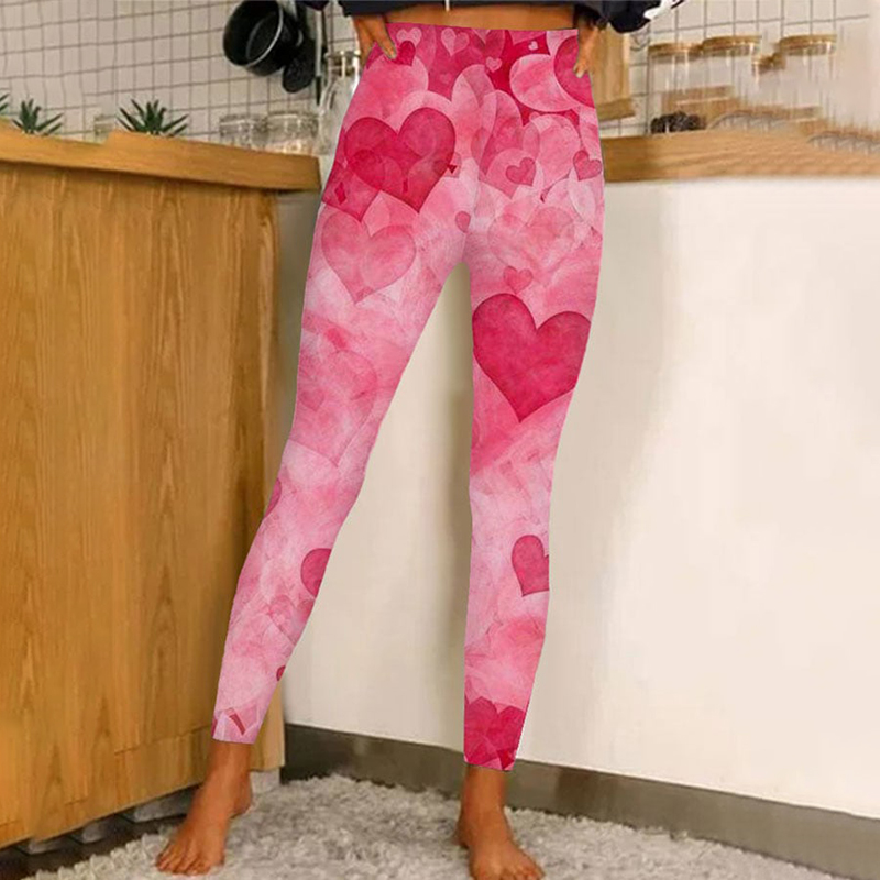 Heart Print Casual Leggings - FASHION